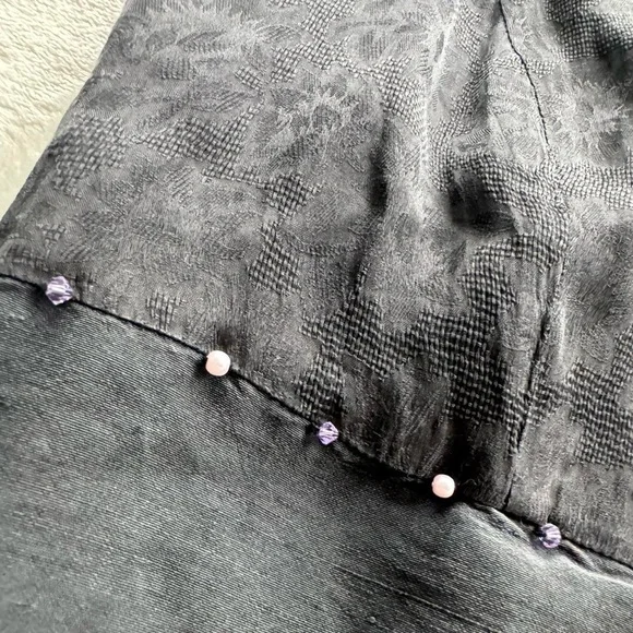 Vintage 90s Black 100% Silk Floral Mini Dress, LBD - Picture 4 of 9